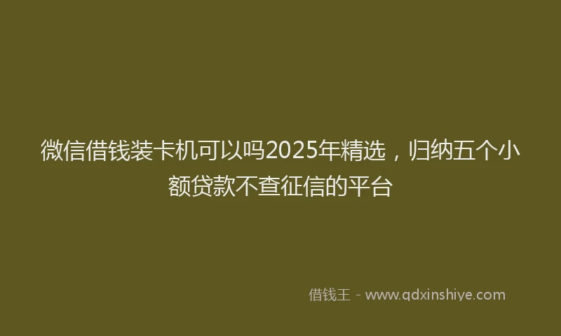 微信借钱装卡机可以吗2025年精选，归纳五个小额贷款不查征信的平台