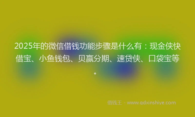 2025年的微信借钱功能步骤是什么有：现金侠快借宝、小鱼钱包、贝赢分期、速贷侠、口袋宝等。