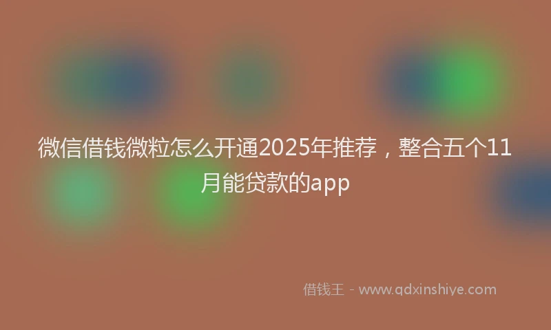 微信借钱微粒怎么开通2025年推荐，整合五个11月能贷款的app