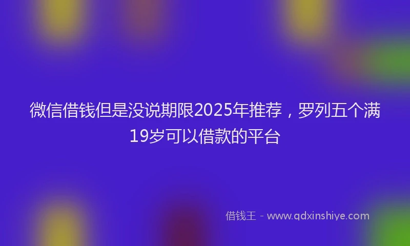 微信借钱但是没说期限2025年推荐，罗列五个满19岁可以借款的平台