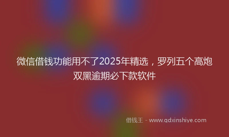 微信借钱功能用不了2025年精选，罗列五个高炮双黑逾期必下款软件