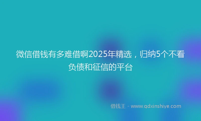 微信借钱有多难借啊2025年精选，归纳5个不看负债和征信的平台