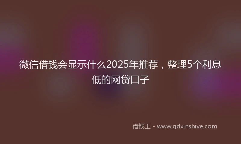 微信借钱会显示什么2025年推荐，整理5个利息低的网贷口子