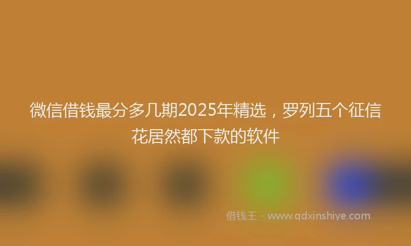 微信借钱最分多几期2025年精选，罗列五个征信花居然都下款的软件