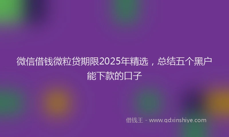 微信借钱微粒贷期限2025年精选，总结五个黑户能下款的口子