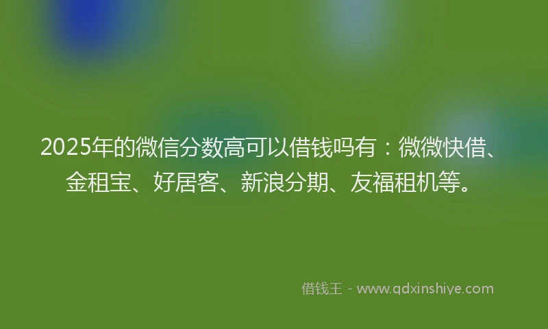 2025年的微信分数高可以借钱吗有：微微快借、金租宝、好居客、新浪分期、友福租机等。