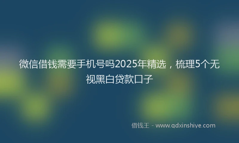 微信借钱需要手机号吗2025年精选，梳理5个无视黑白贷款口子