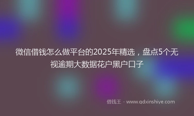 微信借钱怎么做平台的2025年精选，盘点5个无视逾期大数据花户黑户口子