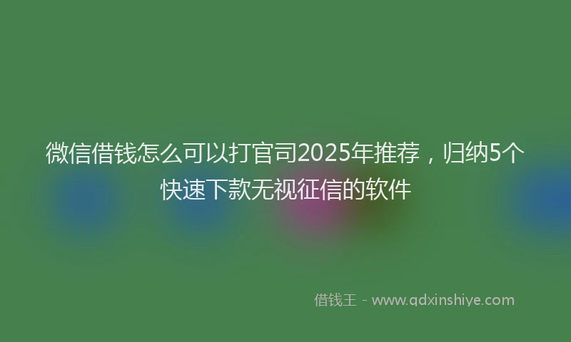 微信借钱怎么可以打官司2025年推荐，归纳5个快速下款无视征信的软件