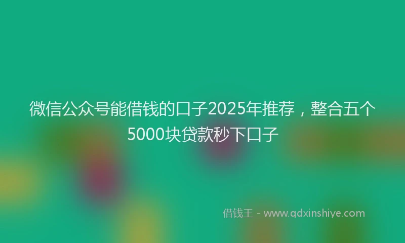 微信公众号能借钱的口子2025年推荐，整合五个5000块贷款秒下口子