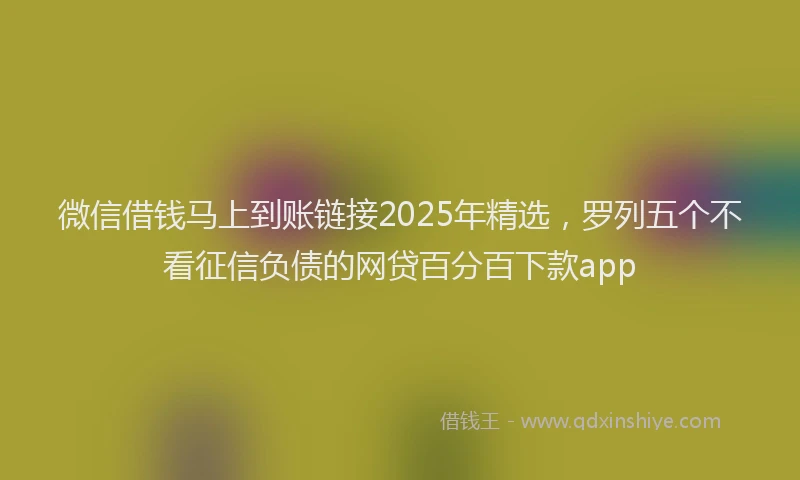 微信借钱马上到账链接2025年精选，罗列五个不看征信负债的网贷百分百下款app