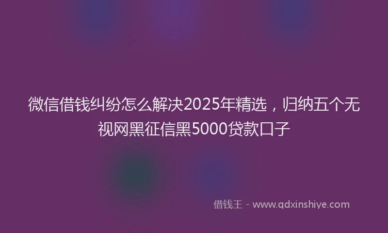 微信借钱纠纷怎么解决2025年精选，归纳五个无视网黑征信黑5000贷款口子