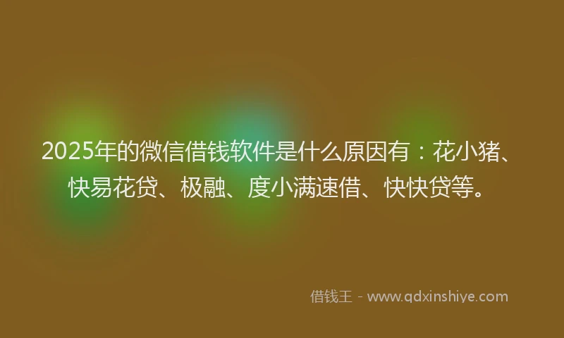 2025年的微信借钱软件是什么原因有：花小猪、快易花贷、极融、度小满速借、快快贷等。