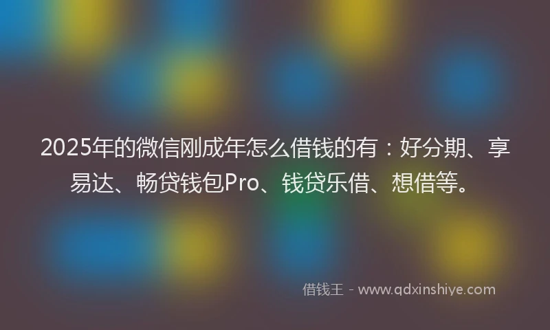 2025年的微信刚成年怎么借钱的有：好分期、享易达、畅贷钱包Pro、钱贷乐借、想借等。