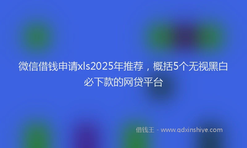 微信借钱申请xls2025年推荐，概括5个无视黑白必下款的网贷平台