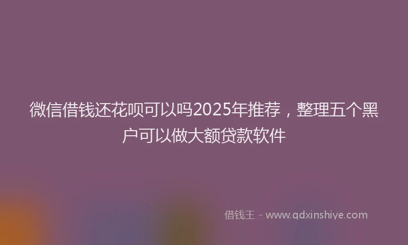 微信借钱还花呗可以吗2025年推荐，整理五个黑户可以做大额贷款软件