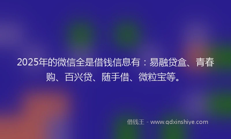 2025年的微信全是借钱信息有：易融贷盒、青春购、百兴贷、随手借、微粒宝等。