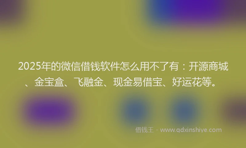 2025年的微信借钱软件怎么用不了有：开源商城、金宝盒、飞融金、现金易借宝、好运花等。