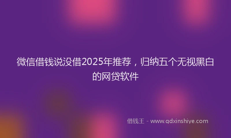 微信借钱说没借2025年推荐，归纳五个无视黑白的网贷软件