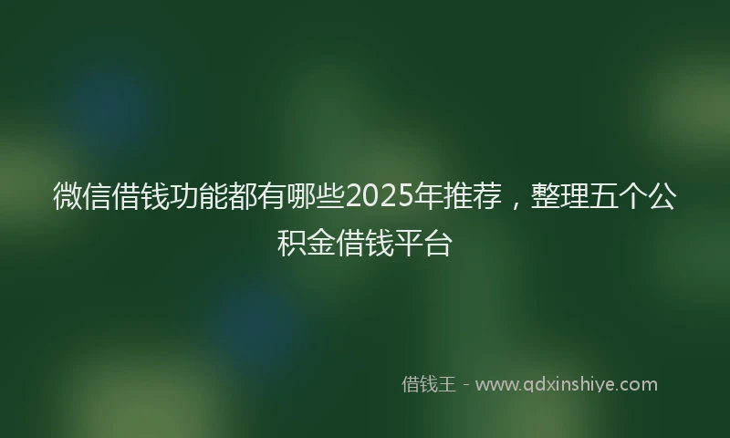 微信借钱功能都有哪些2025年推荐，整理五个公积金借钱平台