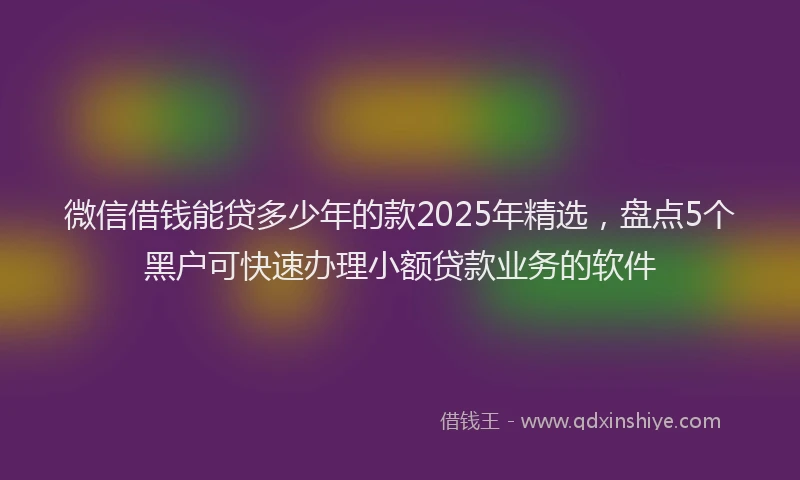 微信借钱能贷多少年的款2025年精选，盘点5个黑户可快速办理小额贷款业务的软件