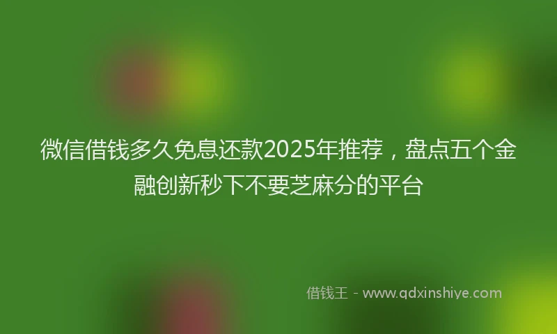 微信借钱多久免息还款2025年推荐，盘点五个金融创新秒下不要芝麻分的平台