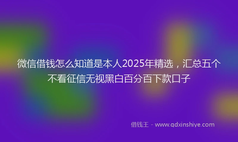 微信借钱怎么知道是本人2025年精选，汇总五个不看征信无视黑白百分百下款口子