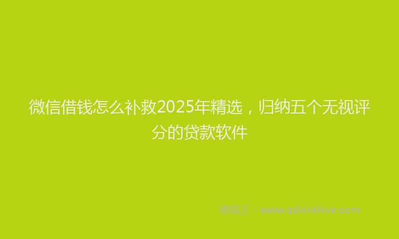 微信借钱怎么补救2025年精选，归纳五个无视评分的贷款软件
