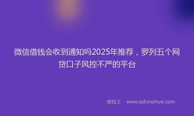 微信借钱会收到通知吗2025年推荐，罗列五个网贷口子风控不严的平台