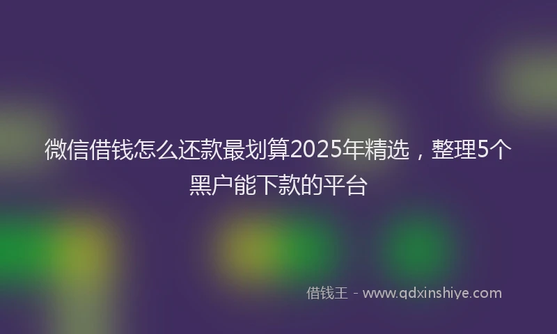 微信借钱怎么还款最划算2025年精选，整理5个黑户能下款的平台