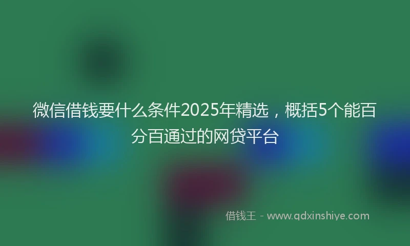 微信借钱要什么条件2025年精选，概括5个能百分百通过的网贷平台