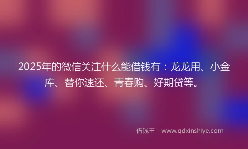 2025年的微信关注什么能借钱有：龙龙用、小金库、替你速还、青春购、好期贷等。