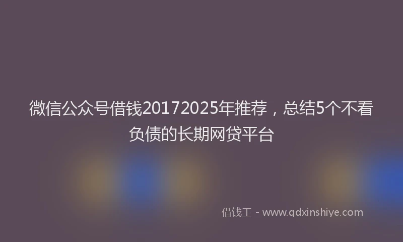 微信公众号借钱20172025年推荐，总结5个不看负债的长期网贷平台