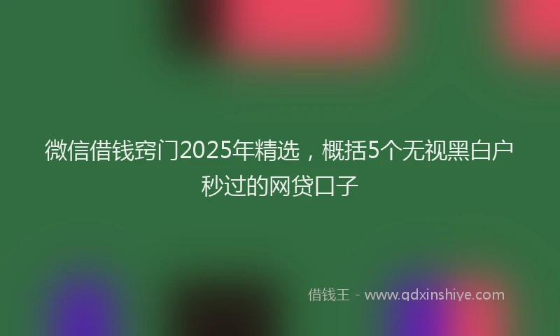 微信借钱窍门2025年精选，概括5个无视黑白户秒过的网贷口子