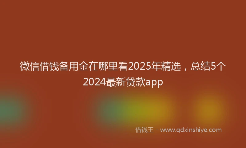 微信借钱备用金在哪里看2025年精选，总结5个2024最新贷款app