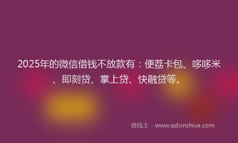 2025年的微信借钱不放款有：便荔卡包、哆哆米、即刻贷、掌上贷、快融贷等。