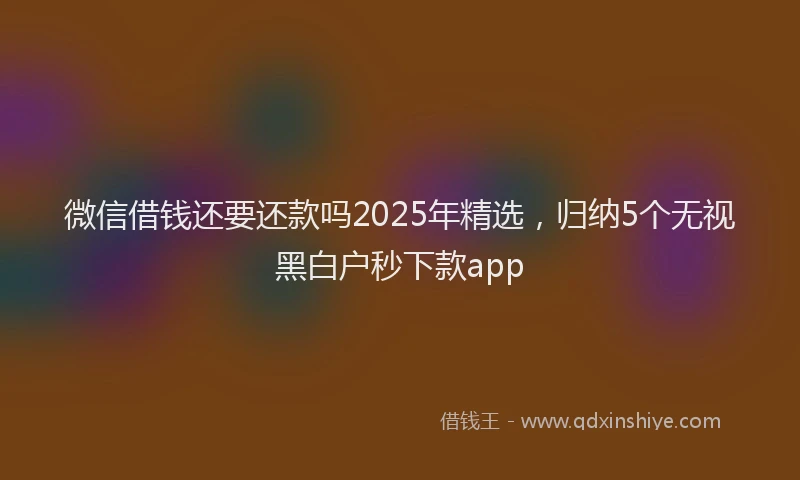 微信借钱还要还款吗2025年精选，归纳5个无视黑白户秒下款app