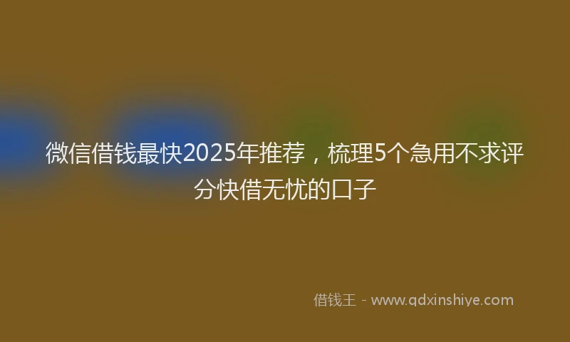 微信借钱最快2025年推荐，梳理5个急用不求评分快借无忧的口子