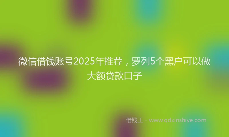 微信借钱账号2025年推荐，罗列5个黑户可以做大额贷款口子