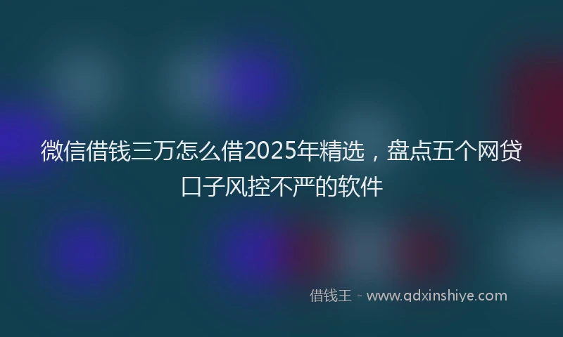 微信借钱三万怎么借2025年精选，盘点五个网贷口子风控不严的软件