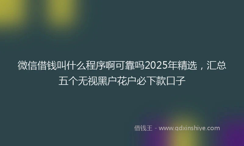 微信借钱叫什么程序啊可靠吗2025年精选，汇总五个无视黑户花户必下款口子