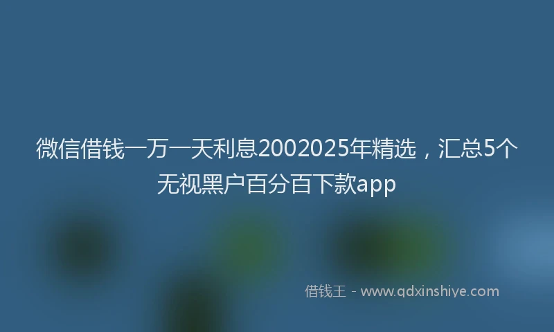 微信借钱一万一天利息2002025年精选，汇总5个无视黑户百分百下款app