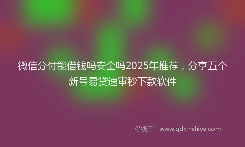 微信分付能借钱吗安全吗2025年推荐，分享五个新号易贷速审秒下款软件