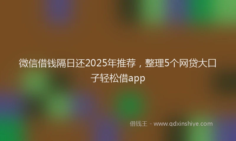 微信借钱隔日还2025年推荐，整理5个网贷大口子轻松借app