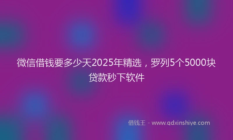 微信借钱要多少天2025年精选，罗列5个5000块贷款秒下软件