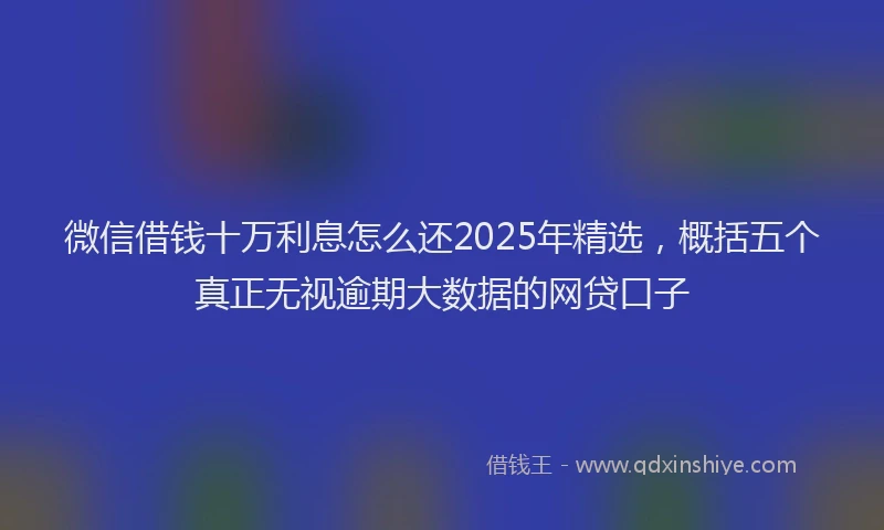微信借钱十万利息怎么还2025年精选，概括五个真正无视逾期大数据的网贷口子