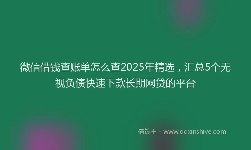 微信借钱查账单怎么查2025年精选，汇总5个无视负债快速下款长期网贷的平台