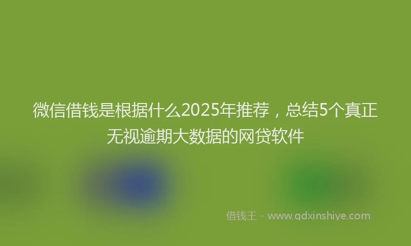 微信借钱是根据什么2025年推荐，总结5个真正无视逾期大数据的网贷软件