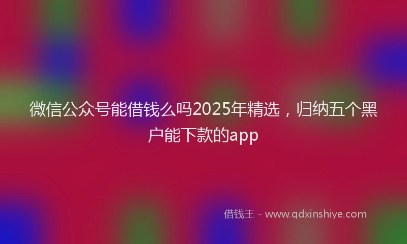 微信公众号能借钱么吗2025年精选，归纳五个黑户能下款的app