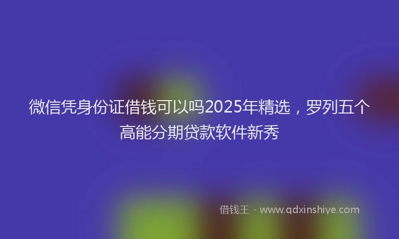 微信凭身份证借钱可以吗2025年精选，罗列五个高能分期贷款软件新秀